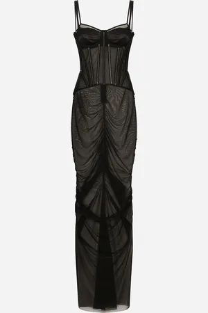 Dolce & Gabbana Langes Kleid mit Bustierdetails aus Tüll