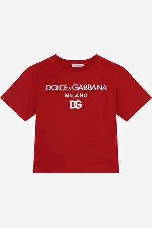 Dolce & Gabbana Rundhals-T-Shirt aus Jersey Stickerei DG Milano