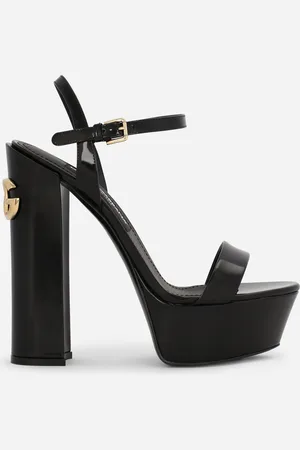 Dolce & Gabbana Plateau-Sandalette aus glänzendem Kalbsleder