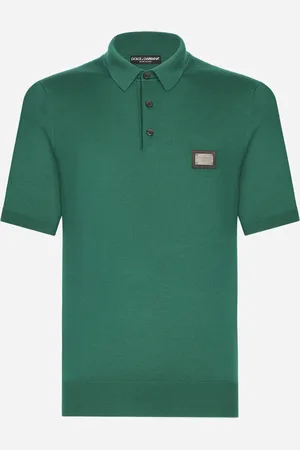 Dolce & Gabbana Poloshirt aus Wolle mit Logoplakette
