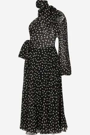 Dolce & Gabbana One-Shoulder-Kleid aus Chiffon Punkteprint