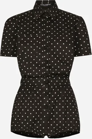 Dolce & Gabbana Kurzer Jumpsuit aus Baumwolle Punkteprint