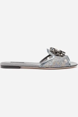 Dolce & Gabbana SANDALE AUS SPITZE MIT KRISTALLEN