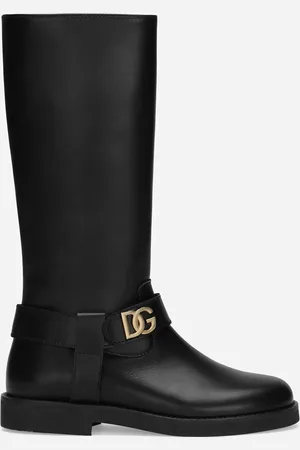 Dolce & Gabbana Stiefel aus Kalbsleder mit DG-Logo