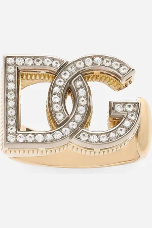 Dolce & Gabbana Logo ring in yellow and white 18kt gold with colourless sapphires