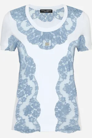 Dolce & Gabbana T-Shirt aus Jersey mit Einsätzen aus Spitze und DG-Logo