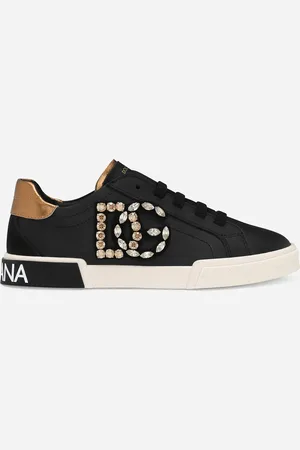 Dolce & Gabbana Low-Top-Sneaker Portofino Vintage aus Kalbsleder mit DG-Logo