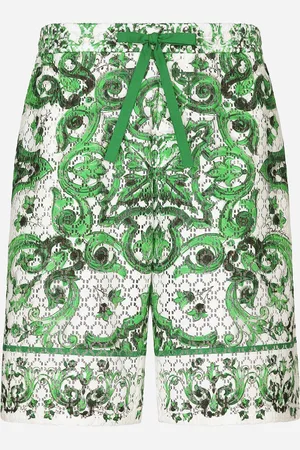 Dolce & Gabbana Jogging-Bermudas aus Häkelspitze Majolika-Print