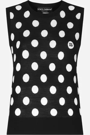 Dolce & Gabbana Intarsien-Tanktop Punkteprint aus Wolle und Seide