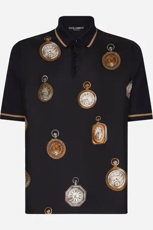 Dolce & Gabbana Poloshirt aus Seide Uhrenprint