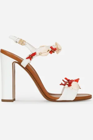 Dolce & Gabbana Sandalette aus Nappaleder mit Korallenstickerei