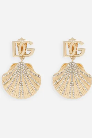 Dolce & Gabbana Ohrringe mit DG-Logo und Muschel mit Strassbesatz