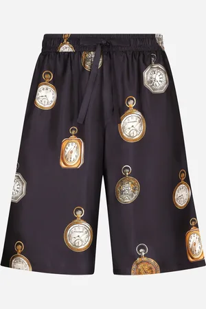 Dolce & Gabbana Jogging-Bermudas aus Seide Uhrenprint