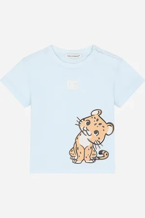 Dolce & Gabbana T-Shirt aus Jersey mit DG-Logo und kleinem Leopard