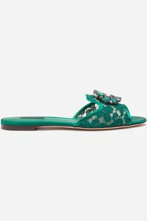 Dolce & Gabbana SLIPPER AUS SPITZE MIT KRISTALLEN
