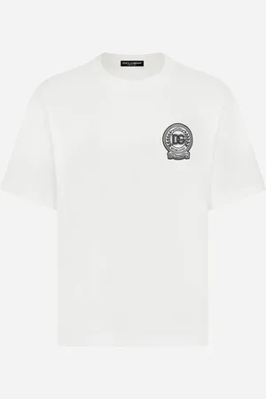 Dolce & Gabbana T-Shirt aus bedruckter Baumwolle mit Logostickerei