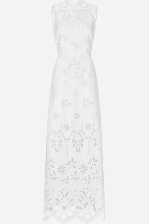 Dolce & Gabbana Langes Kleid aus Baumwolle mit Cut-out-Stickerei