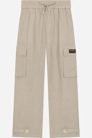 Dolce & Gabbana Cargohose aus Leinen mit Logoetikett