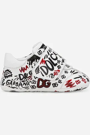 Dolce & Gabbana Niedrige Sneakers aus Lammleder mit Graffiti-Print