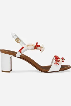 Dolce & Gabbana Sandalette aus Nappaleder mit Korallenstickerei