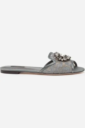 Dolce & Gabbana SLIPPER AUS SPITZE MIT KRISTALLEN