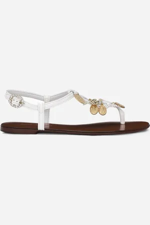 Dolce & Gabbana Zehenstegsandale aus Bast mit Votivmedaillons bestickt