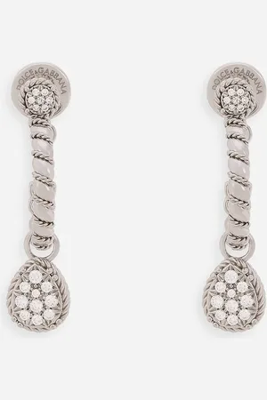 Dolce & Gabbana Ohrringe Easy Diamond aus Weißgold 18 kt und Pavé aus Diamanten