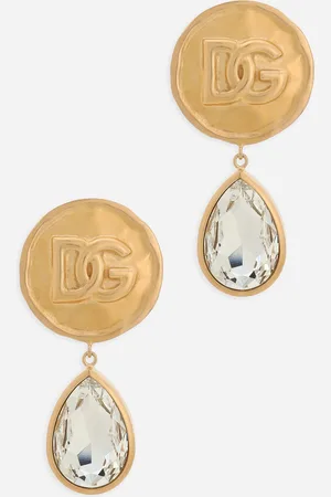 Dolce & Gabbana Ohrringe mit DG-Logomünze und Strass-Anhänger