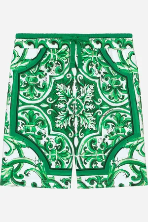 Dolce & Gabbana Bermudas aus Jersey mit grünem Majolika-Print