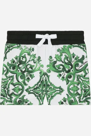 Dolce & Gabbana Bermudas aus Jersey mit grünem Majolika-Print