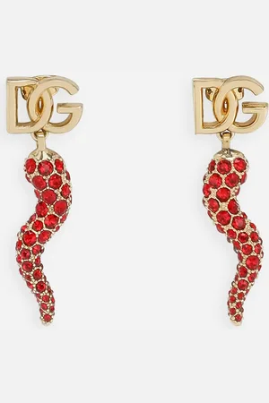 Dolce & Gabbana Ohrringe mit DG-Logo und Strass-Glückshorn
