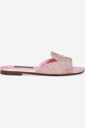 Dolce & Gabbana Pantolette aus Metallic-Lammleder und Thermostrass
