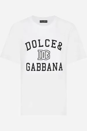Dolce & Gabbana T-Shirt aus Jersey mit Schriftzug und Logostickerei Dolce&Gabbana