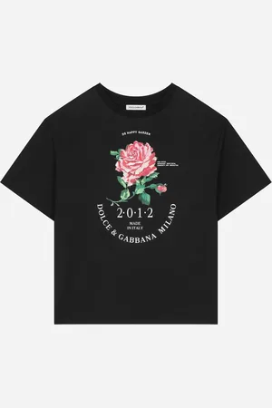 Dolce & Gabbana Jersey-T-Shirt mit Dolce&Gabbana-Logo und Rose