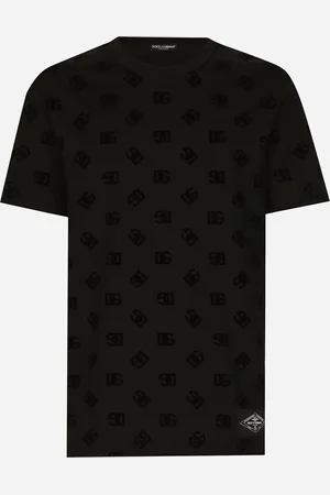 Dolce & Gabbana Baumwoll-T-Shirt mit DG-Flockprint allover