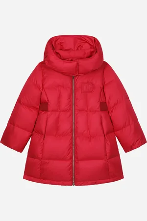Dolce & Gabbana Lange Daunenjacke aus Nylon mit DG-Logo