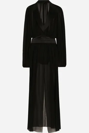 Dolce & Gabbana Langes Kleid im Smokingstil aus Seidenchiffon