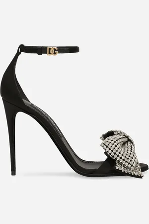Dolce & Gabbana Sandalette aus Satin mit Strassstickerei