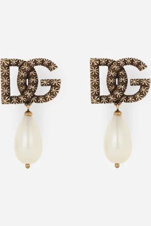 Dolce & Gabbana Ohrhänger mit Tropfenperle und DG-Logo