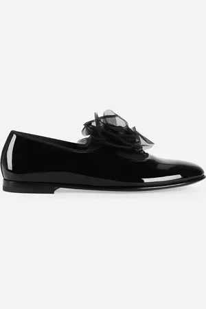 Dolce & Gabbana Slipper aus Lackleder mit Blumenapplikation