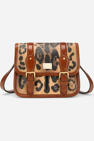 Dolce & Gabbana Messenger-Bag klein aus Crespo im Leoprint mit Logoplakette