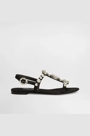 Dolce & Gabbana Sandalette aus Satin mit Schmucksteinen bestickt