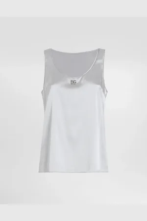 Dolce & Gabbana Tanktop aus Satin mit DG-Logo-Pin