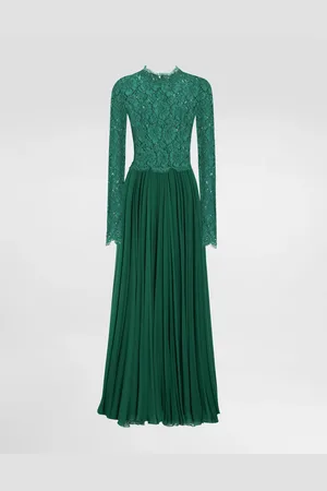 Dolce & Gabbana Langes Kleid aus Spitze und Chiffon