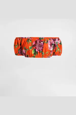 Dolce & Gabbana Bardot-Top aus Baumwolle Rosenprint