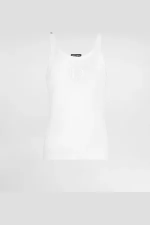 Dolce & Gabbana Geripptes Tanktop Slim mit Logostickerei