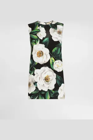 Dolce & Gabbana Ärmelloses Oberteil aus Charmeuse Gardenien-Print
