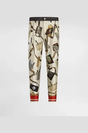 Dolce & Gabbana Jeans Loose aus Seide und blauem Denim Feuerzeug-Print