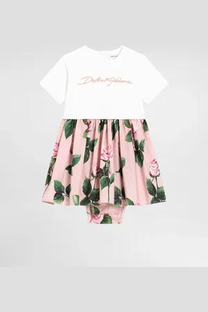 Dolce & Gabbana Kleid aus Jersey und Popeline mit Rosenprint