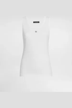 Dolce & Gabbana Tanktop aus geripptem Jersey mit DG-Logo-Pin